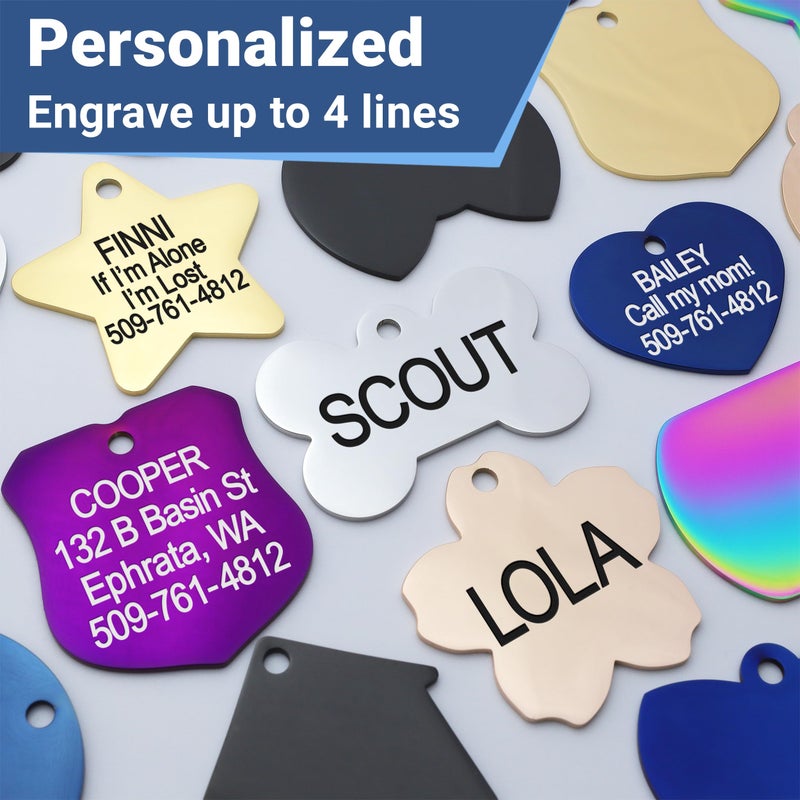 GoTags Dog Tags Personalized Engraved Pet ID Tags, Stainless Steel, Front and Backside Engraving, Available in Bone, Round, Heart, Bow Tie and More, Small and Large Dog and Cat (Pack of 1) - Image 3